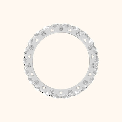 Raina French Pavé Round Diamond Eternity Band in Silver - FingerView