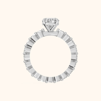 Piper Sidestone Oval Diamond Engagement Ring in Platinum - FingerView.webp