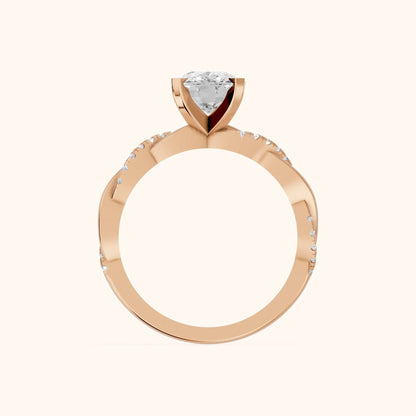 Primrose Pavé Twist Cushion Diamond Engagement Ring in Rose Gold - FingerView.webp