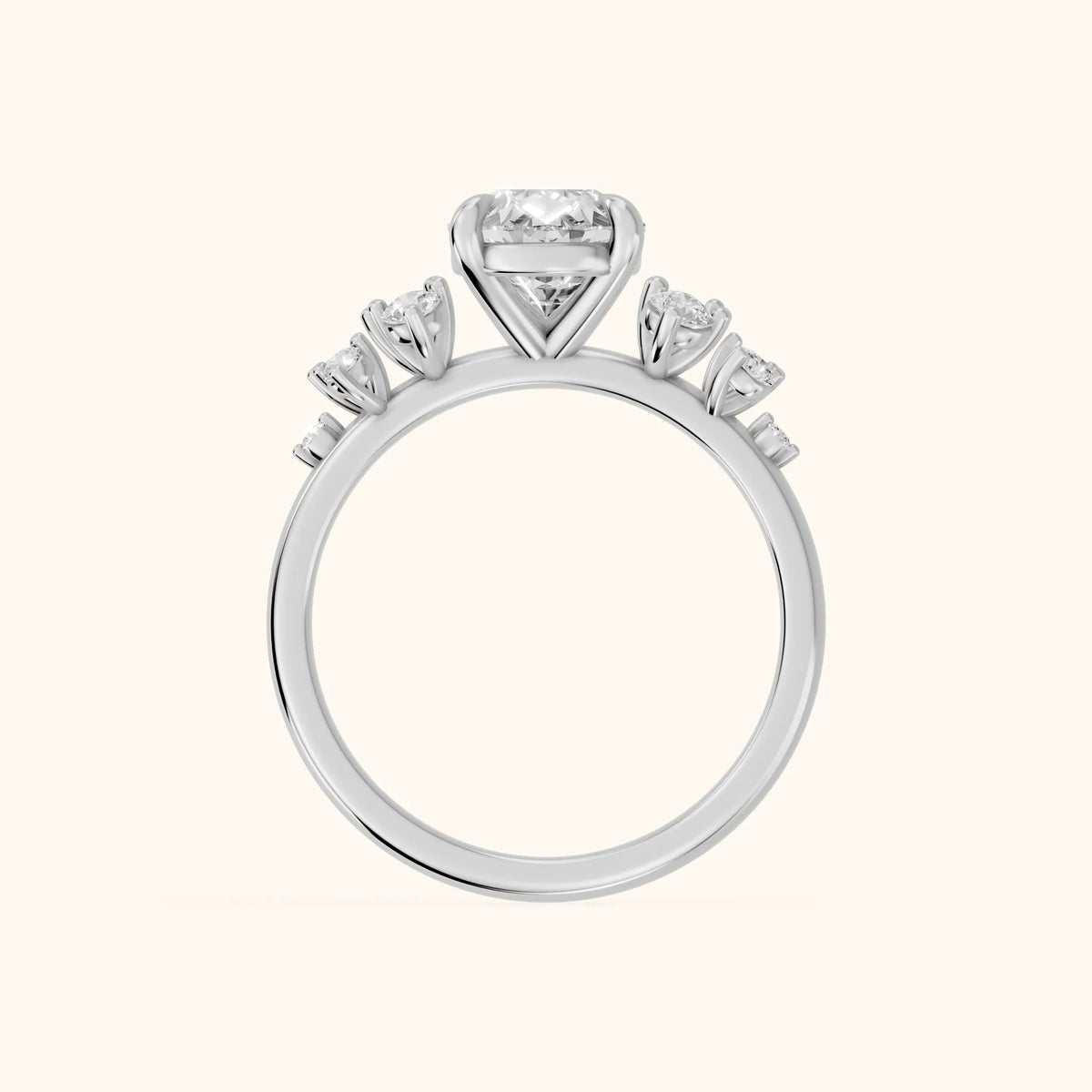 Mirabelle Cluster Pear Diamond Engagement Ring in Silver - FingerView.webp
