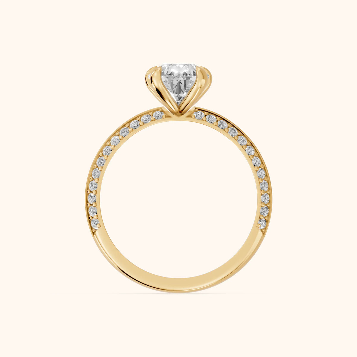 Meredith Knife Edge Pavé Pear Diamond Engagement Ring in Yellow Gold - FingerView.webp