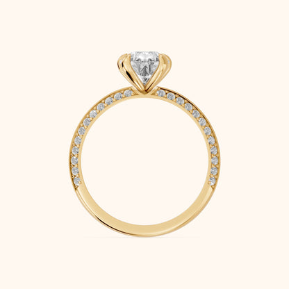 Meredith Knife Edge Pavé Pear Diamond Engagement Ring in Yellow Gold - FingerView.webp