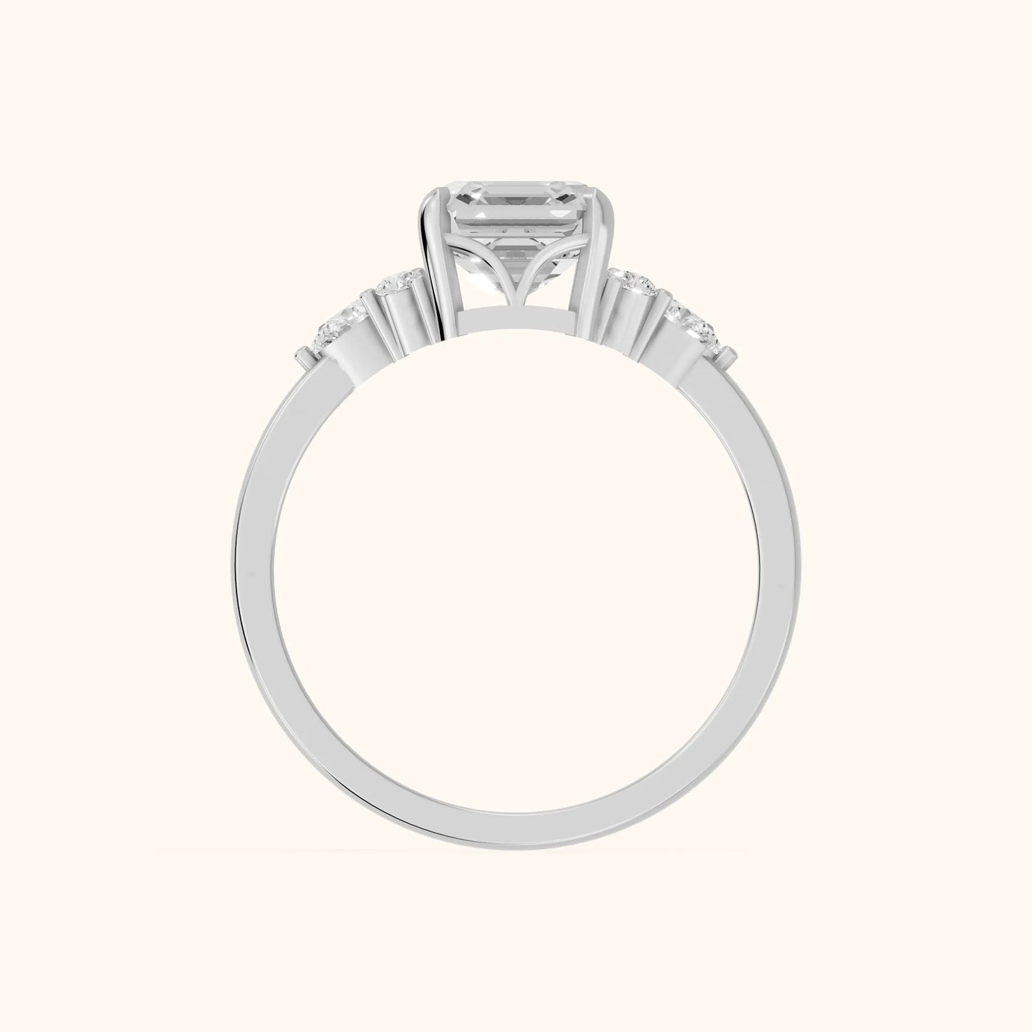 Amelia Three Stone Asscher Diamond Engagement Ring in Platinum - FingerView