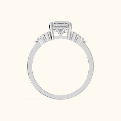 Amelia Three Stone Asscher Diamond Engagement Ring in Platinum - FingerView