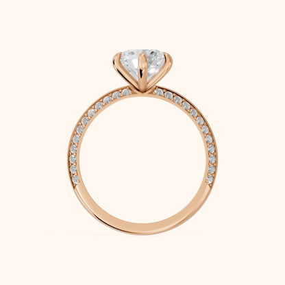 Meredith Knife Edge Pavé Round Diamond Engagement Ring in Rose Gold - FingerView.webp
