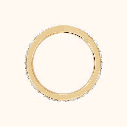Julia Tapered Riviera Round Diamond Eternity Band in Yellow Gold - FingerView