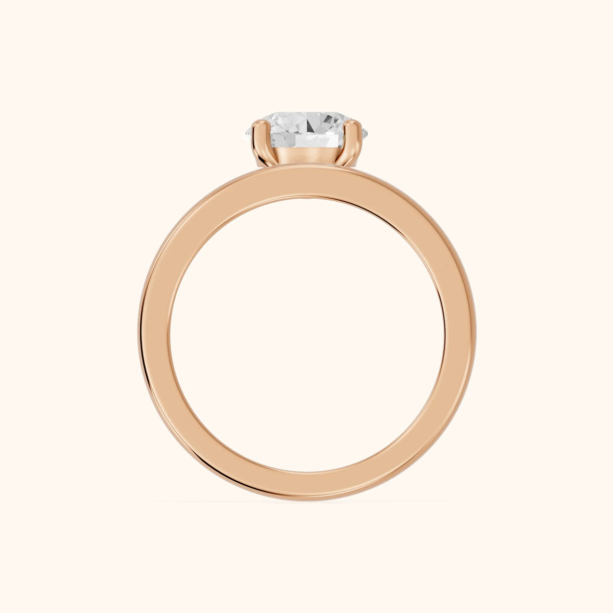 Maisie Four Prong Solitaire Round Diamond Engagement Ring in Rose Gold - FingerView.webp