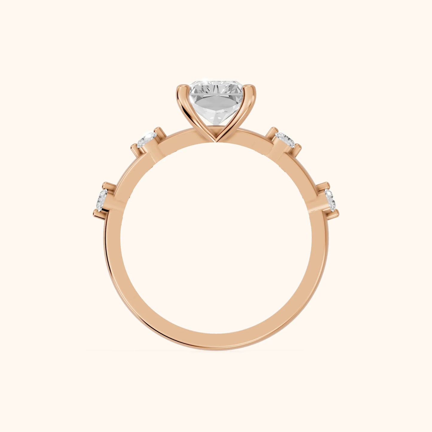 Elena Radiance Radiant Diamond Engagement Ring in Rose Gold - FingerView