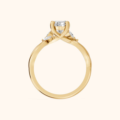 Luna Glow Twisted Oval Diamond Engagement Ring in Yellow Gold - FingerView