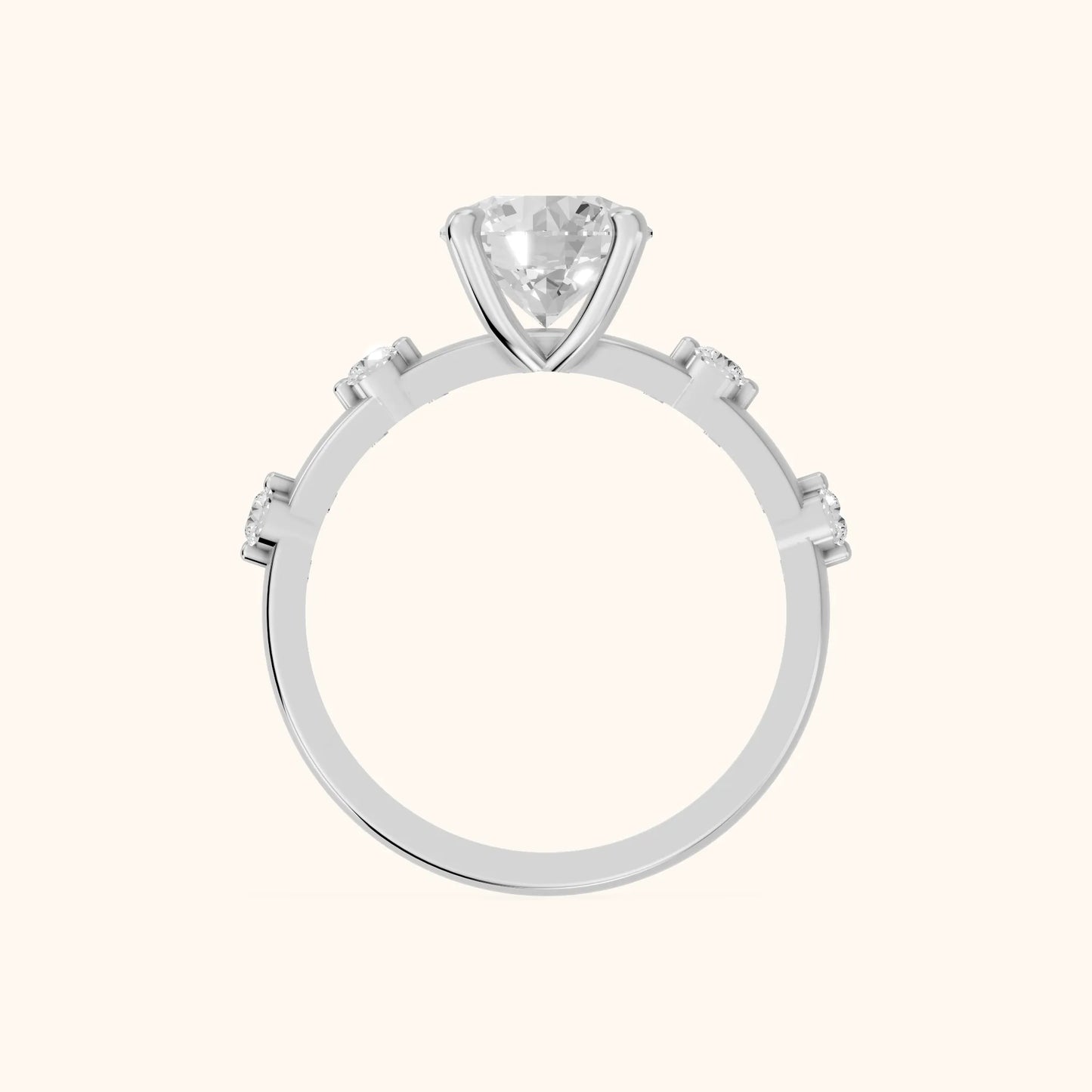 Elena Radiance Solitaire Round Diamond Engagement Ring in White Gold - FingerView