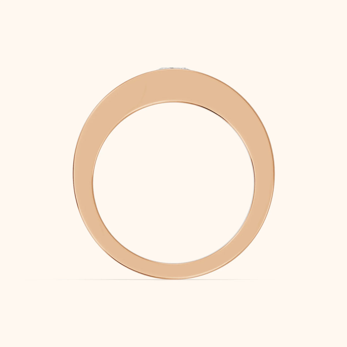 Marika Bezel Round Diamond Wedding Band in Rose Gold - FingerView