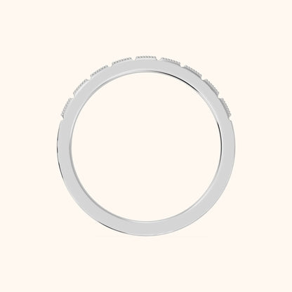 Anthea Milgrain Bezel Princess Diamond Half Eternity Band in Platinum - FingerView
