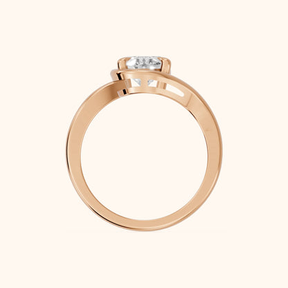 Margaux Bypass Solitaire Oval Diamond Engagement Ring in Rose Gold - FingerView.webp