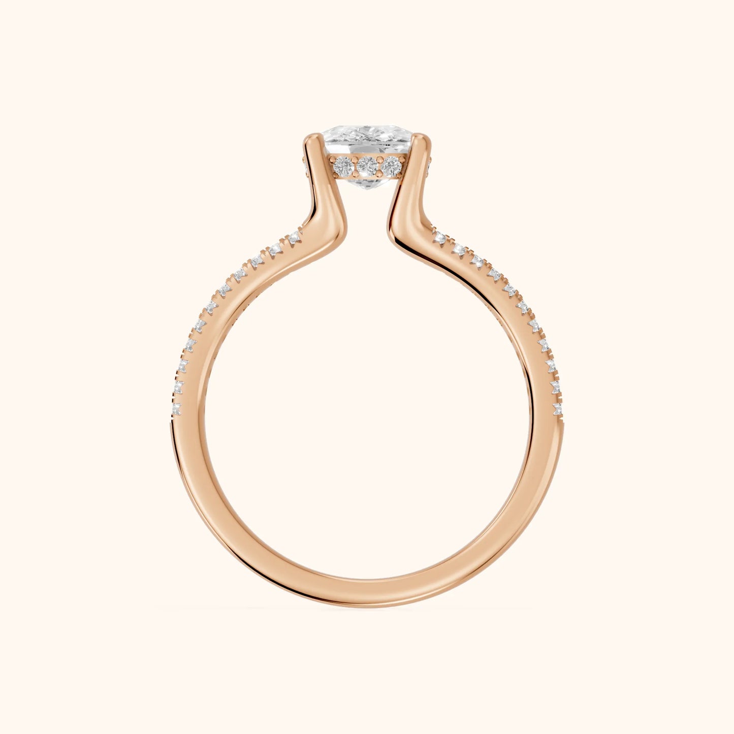 Eternal Embrace Solitaire Cushion Diamond Engagement Ring in Rose Gold - FingerView