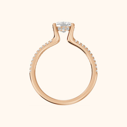 Eternal Embrace Solitaire Cushion Diamond Engagement Ring in Rose Gold - FingerView