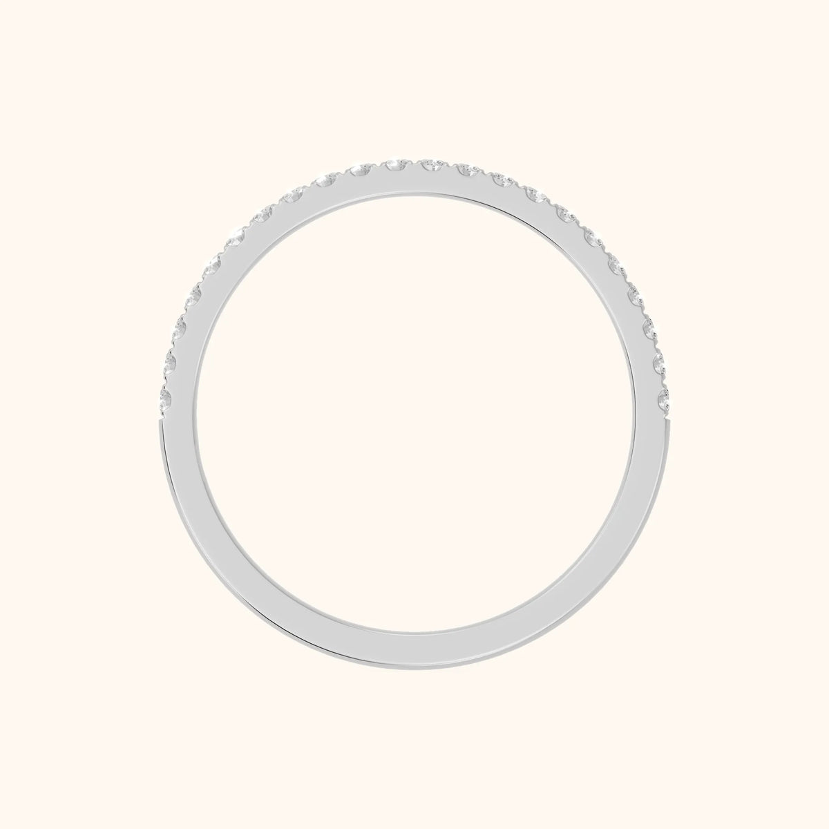 Milena Micropavé Round Diamond Half Eternity Band in Silver - FingerView