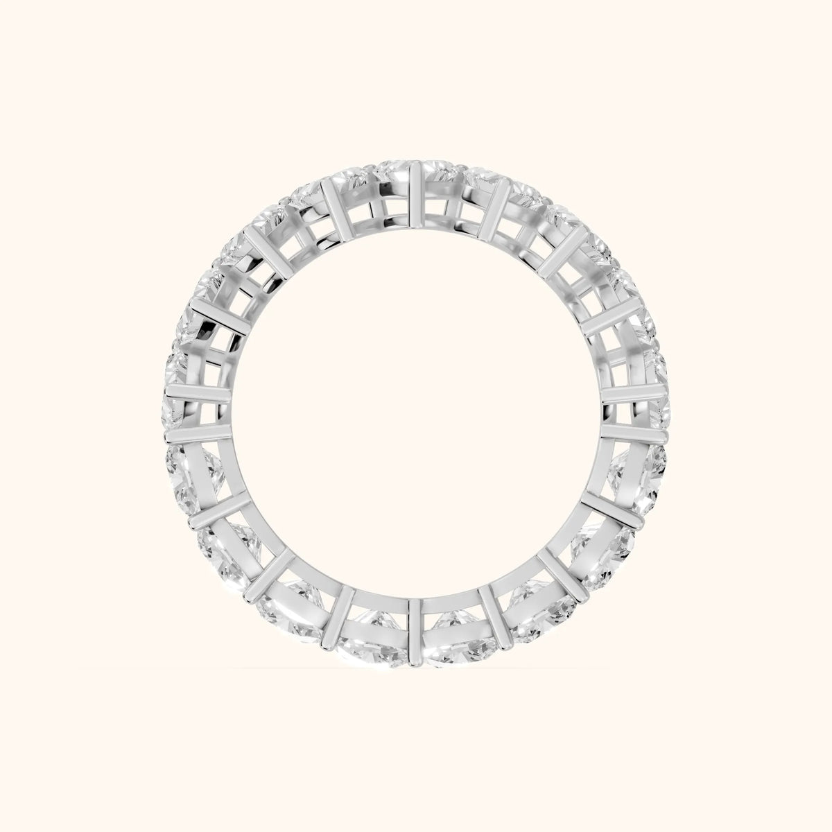 Tova Shared Prong Heart & Cushion Diamond Eternity Band in Silver - FingerView