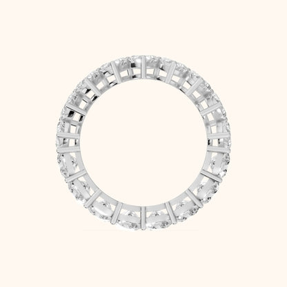 Tova Shared Prong Heart & Cushion Diamond Eternity Band in Silver - FingerView