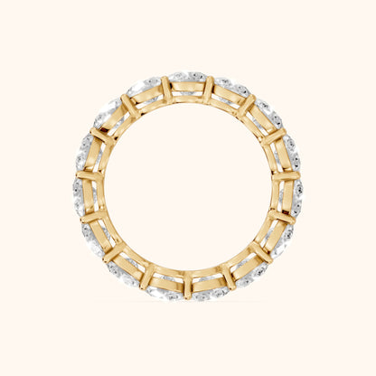 Larissa Shared Prong Round Diamond Eternity Band in Yellow Gold - FingerView