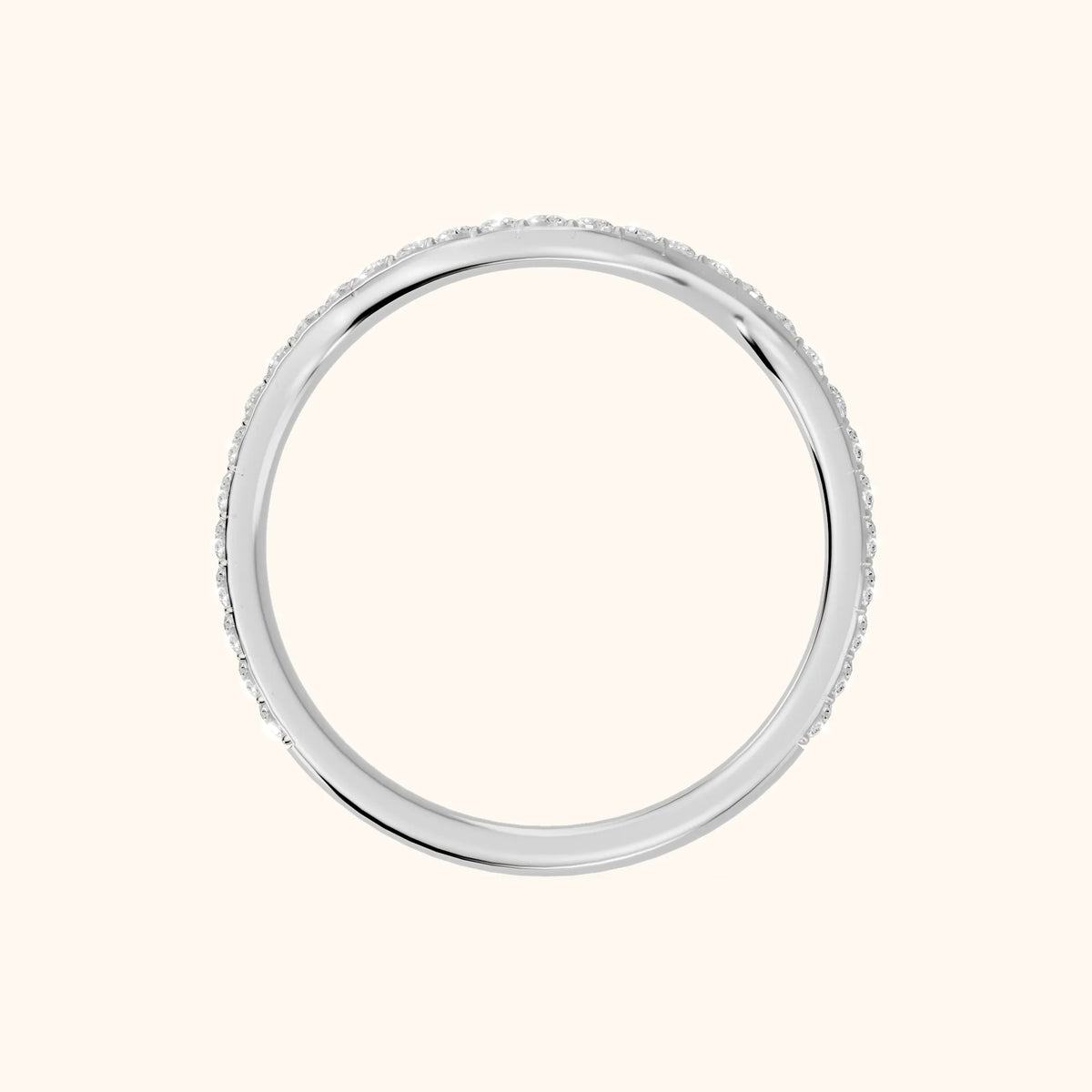 Juliette Contour Round Diamond Stackable Ring in Platinum - FingerView