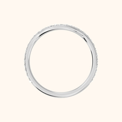 Juliette Contour Round Diamond Stackable Ring in Platinum - FingerView