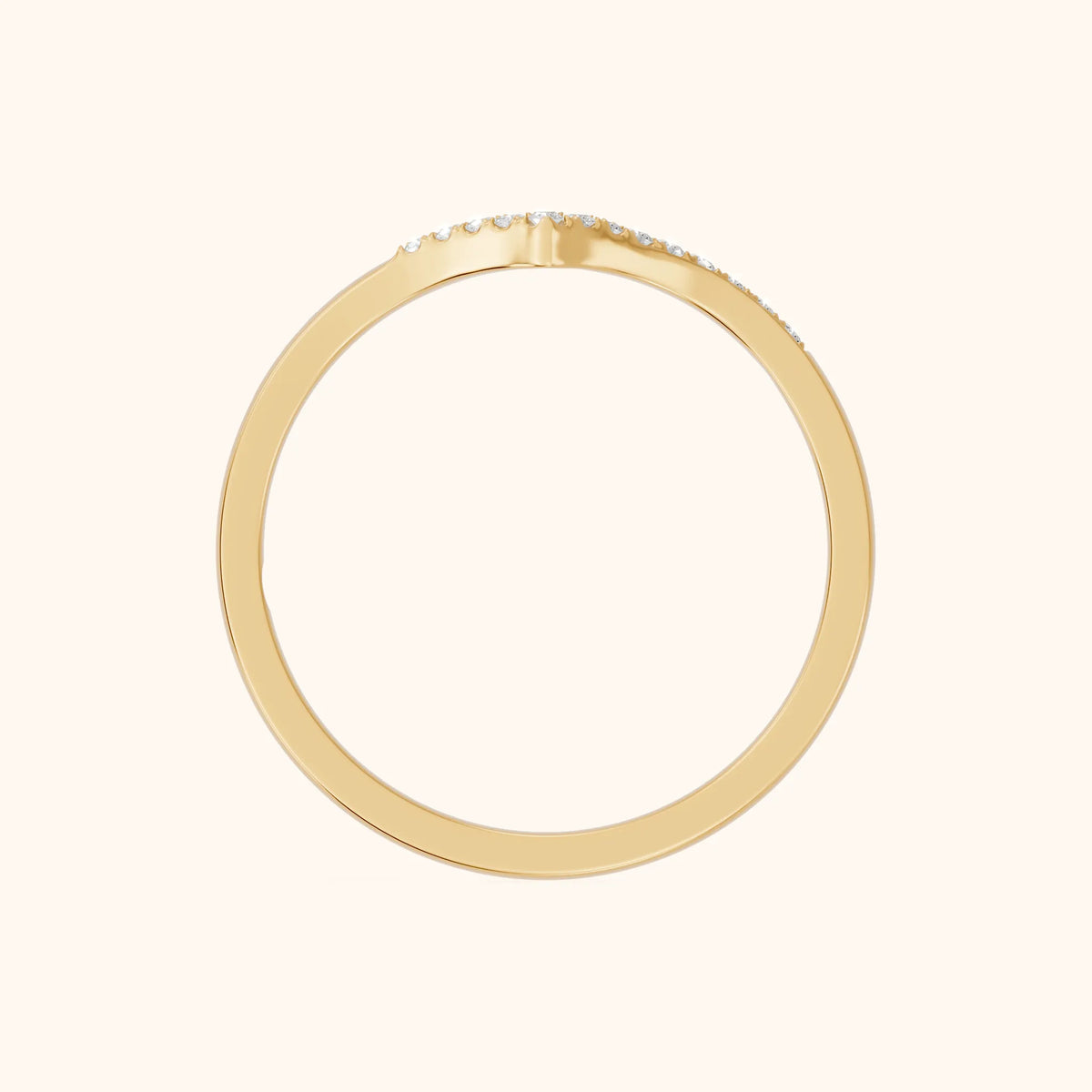Noemi Contour Round & Baguette Diamond Stackable Ring in Yellow Gold - FingerView
