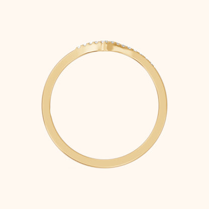 Noemi Contour Round & Baguette Diamond Stackable Ring in Yellow Gold - FingerView