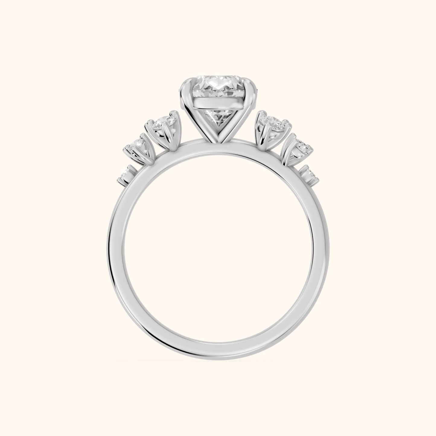Evelina Bloom Pear Diamond Engagement Ring in White Gold - FingerView