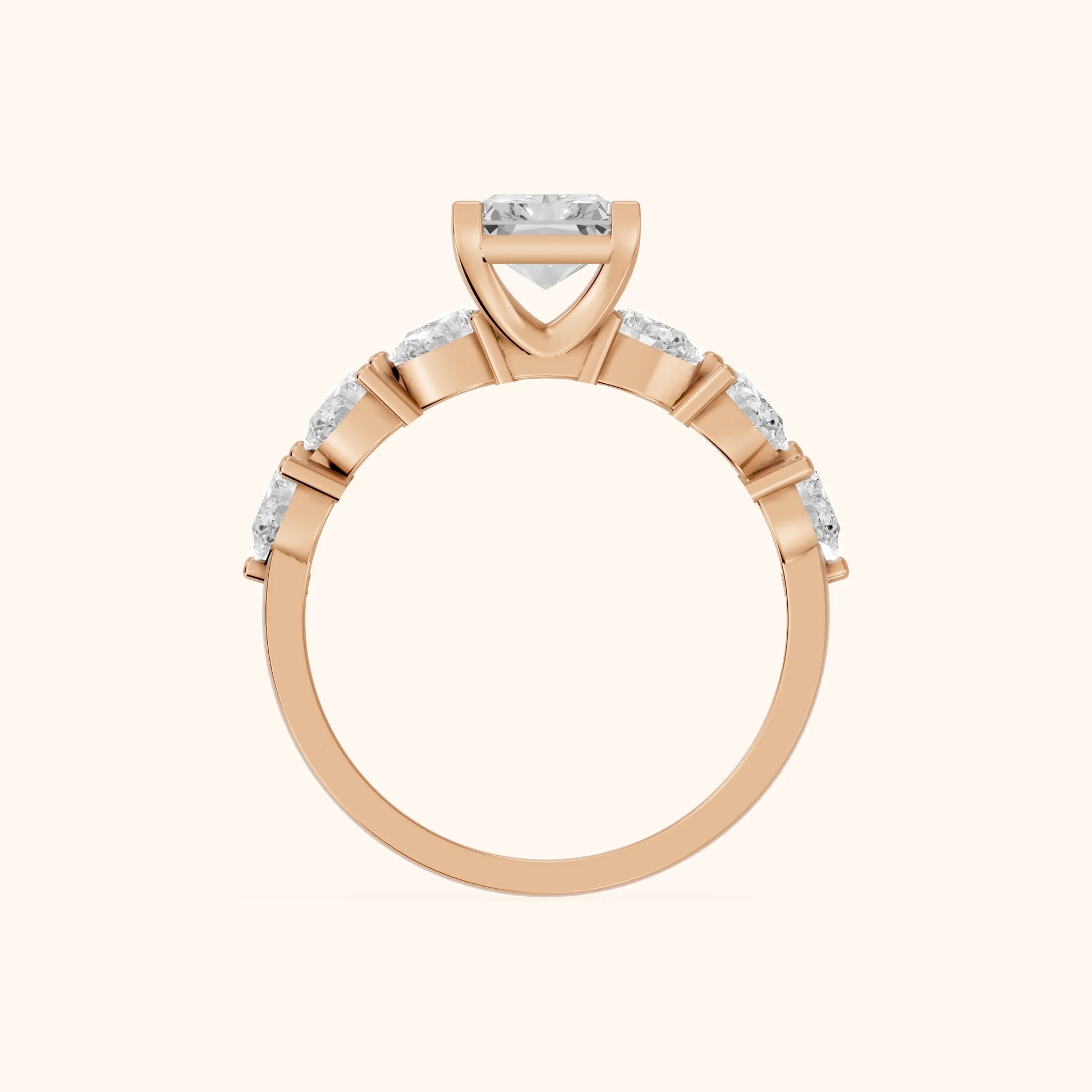 Iris Radiant Diamond Bridal Set in Rose Gold - FingerView