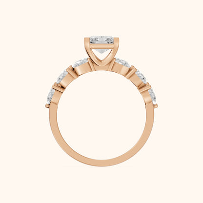 Iris Radiant Diamond Bridal Set in Rose Gold - FingerView