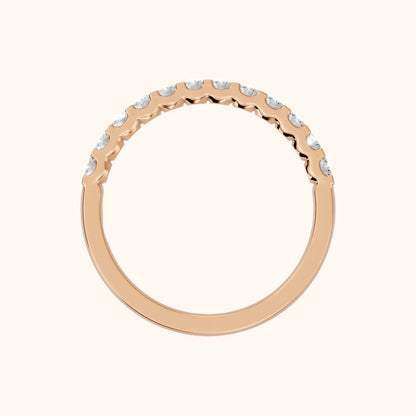 Chantal Shared Prong Round Diamond Half Eternity Band in Rose Gold - FingerView