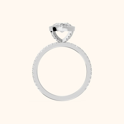Rosemary Halo Pavé Marquise Diamond Engagement Ring in White Gold - FingerView.webp