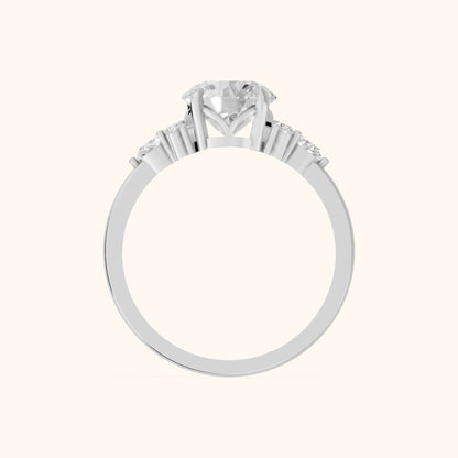 Amelia Three Stone Round Diamond Engagement Ring in Platinum - FingerView
