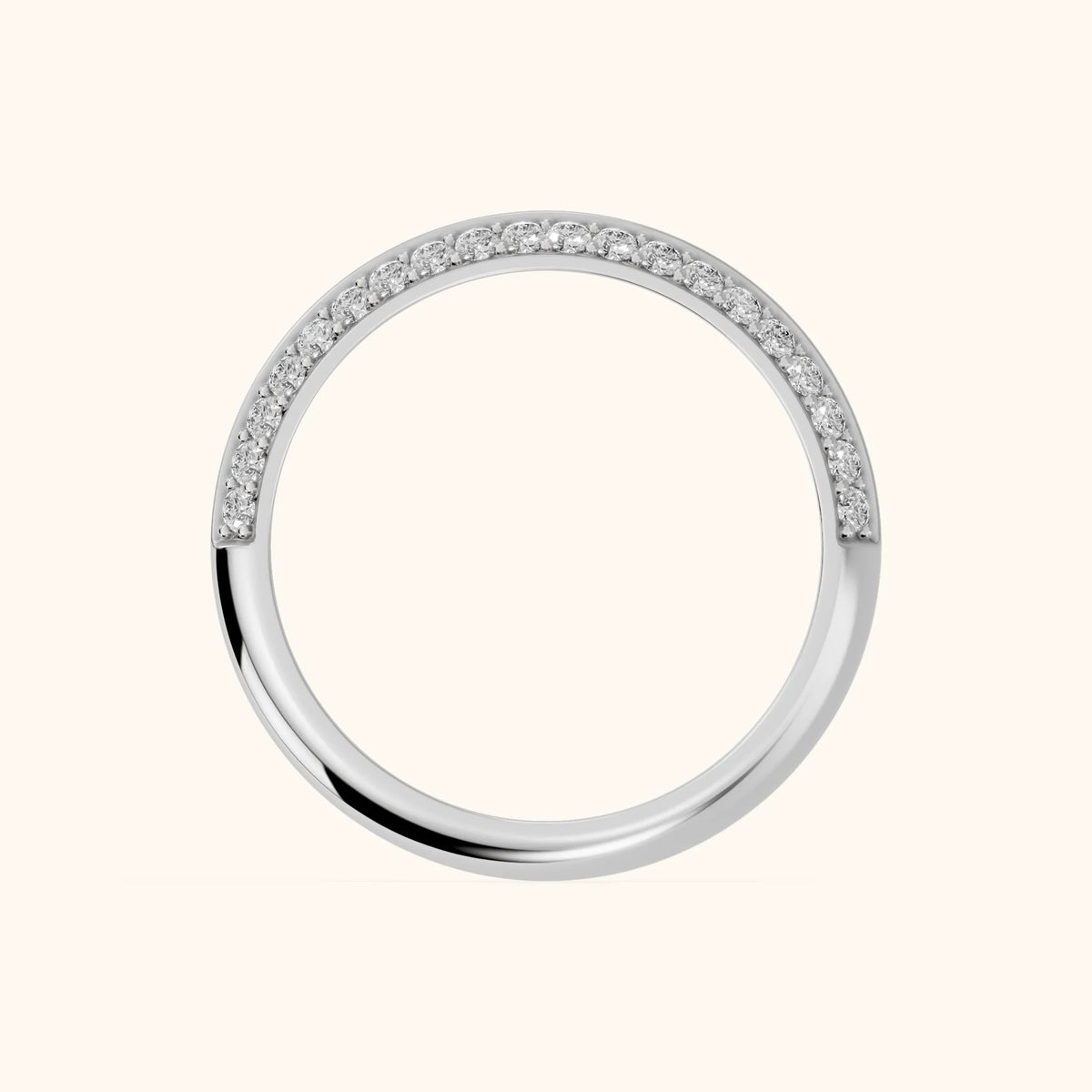 Divya Ridged Dome Round Diamond Half Eternity Band in Platinum - FingerView