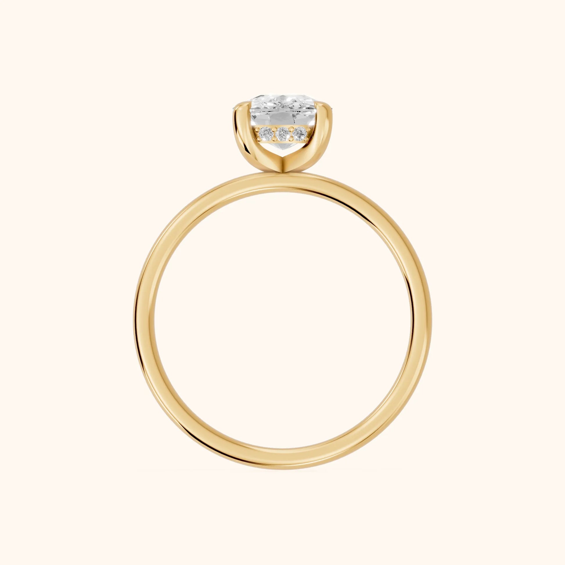 Charlotte Charm Cushion Diamond Solitaire Ring in Yellow Gold - FingerView