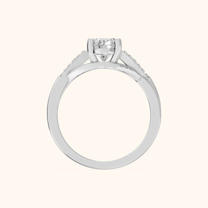 Veronica Twist Side Stone Oval Diamond Engagement Ring in White Gold - FingerView
