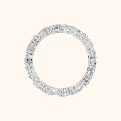 Fleur Shared Prong Pear Diamond Eternity Band in Silver - FingerView