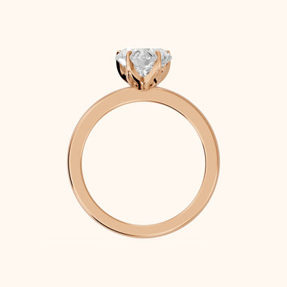Serena Blossom Solitaire Heart Diamond Engagement Ring in Rose Gold - FingerView