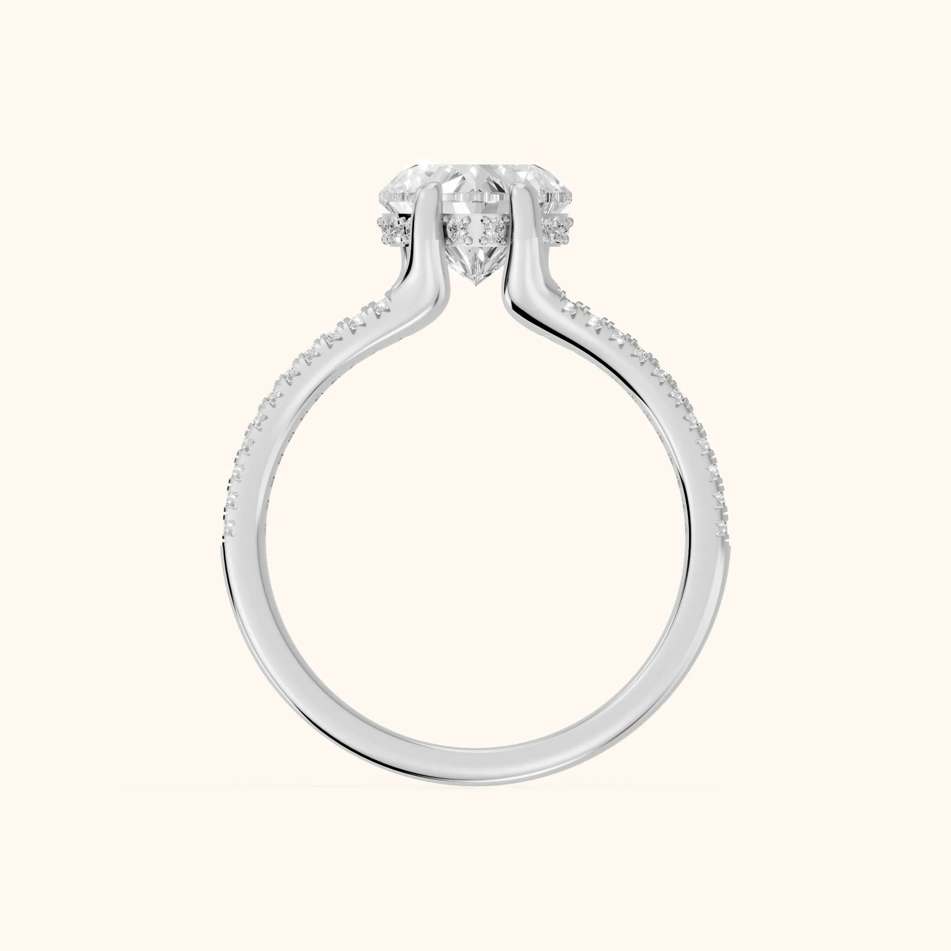 Eternal Embrace Solitaire Heart Diamond Engagement Ring in White Gold - FingerView