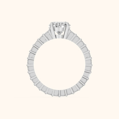 Mallory Shared Prong Oval Diamond Engagement Ring in Silver - FingerView.webp