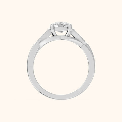Veronica Twist Side Stone Cushion Diamond Engagement Ring in Platinum - FingerView
