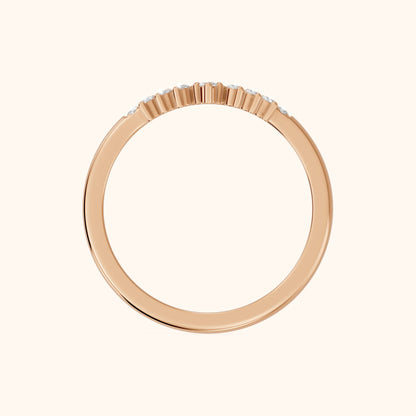 Sabina Curved Round Diamond Anniversary Ring in Rose Gold - FingerView