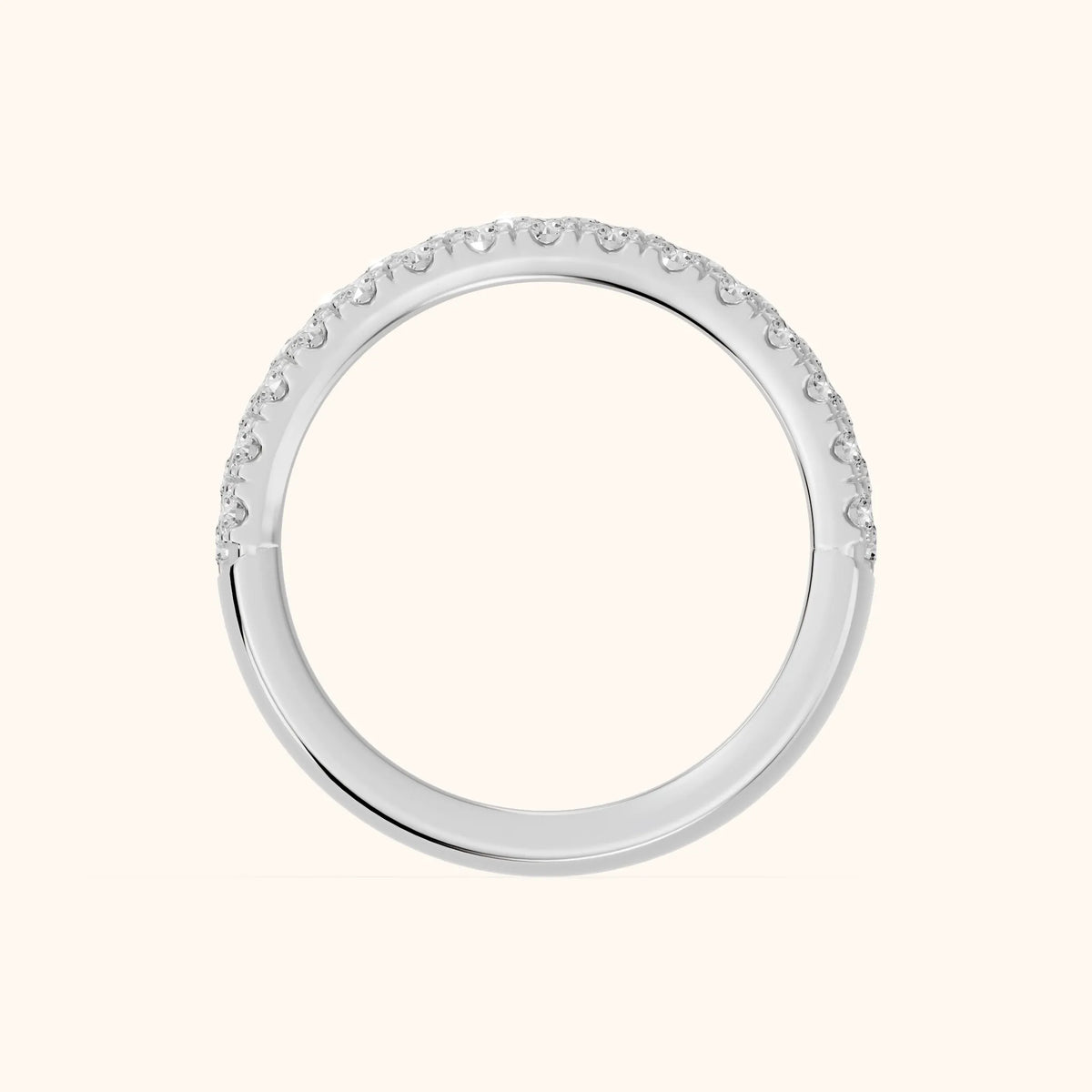 Fiona Pavé Round Diamond Anniversary Ring in White Gold - FingerView