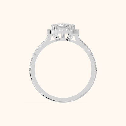 Mabel Halo French Pavé Cushion Diamond Engagement Ring in White Gold - FingerView.webp