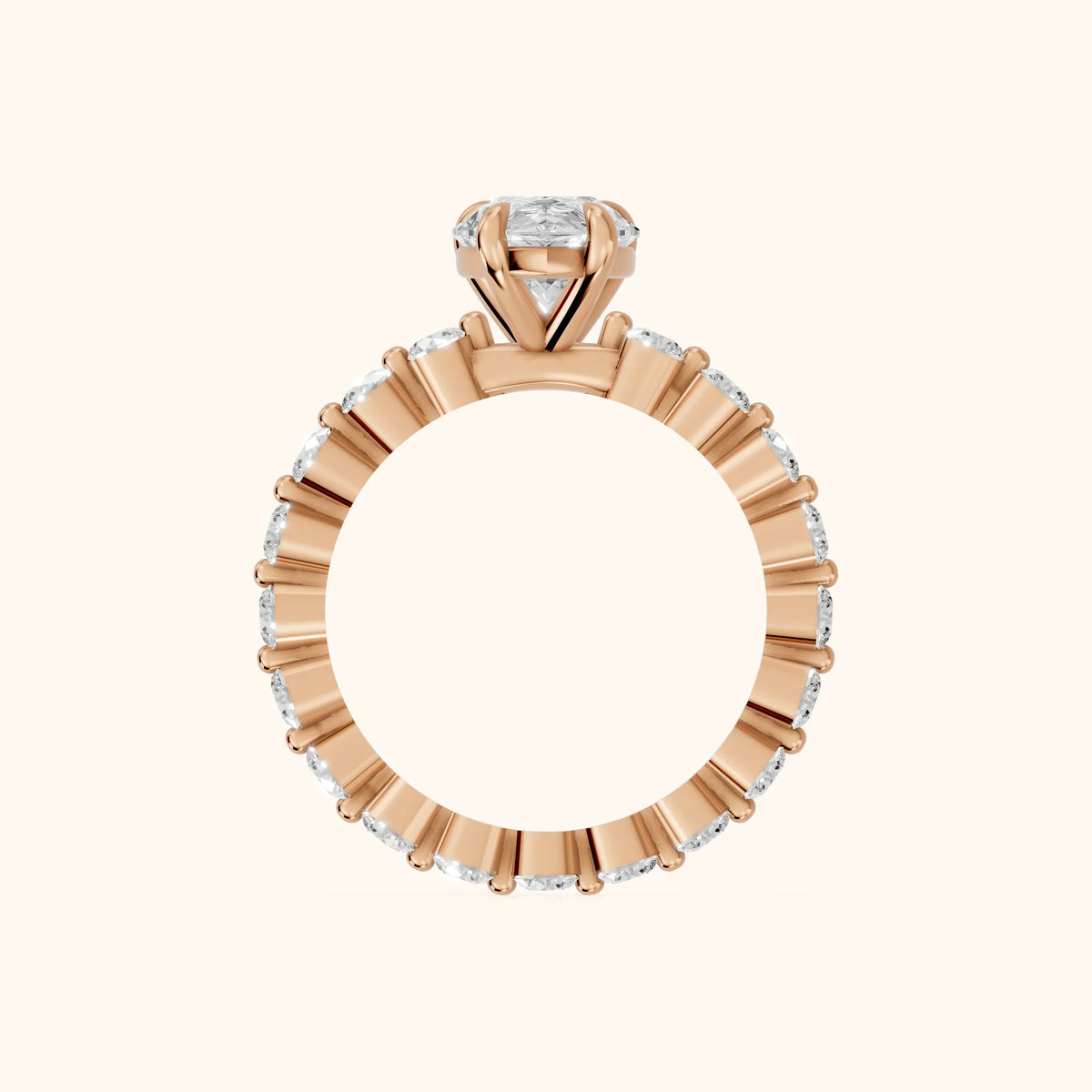 Piper Sidestone Pear Diamond Engagement Ring in Rose Gold - FingerView.webp