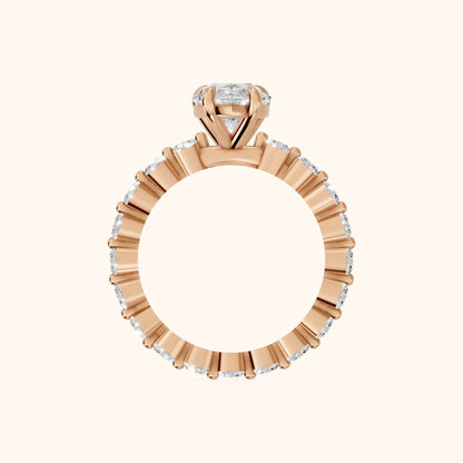 Piper Sidestone Pear Diamond Engagement Ring in Rose Gold - FingerView.webp