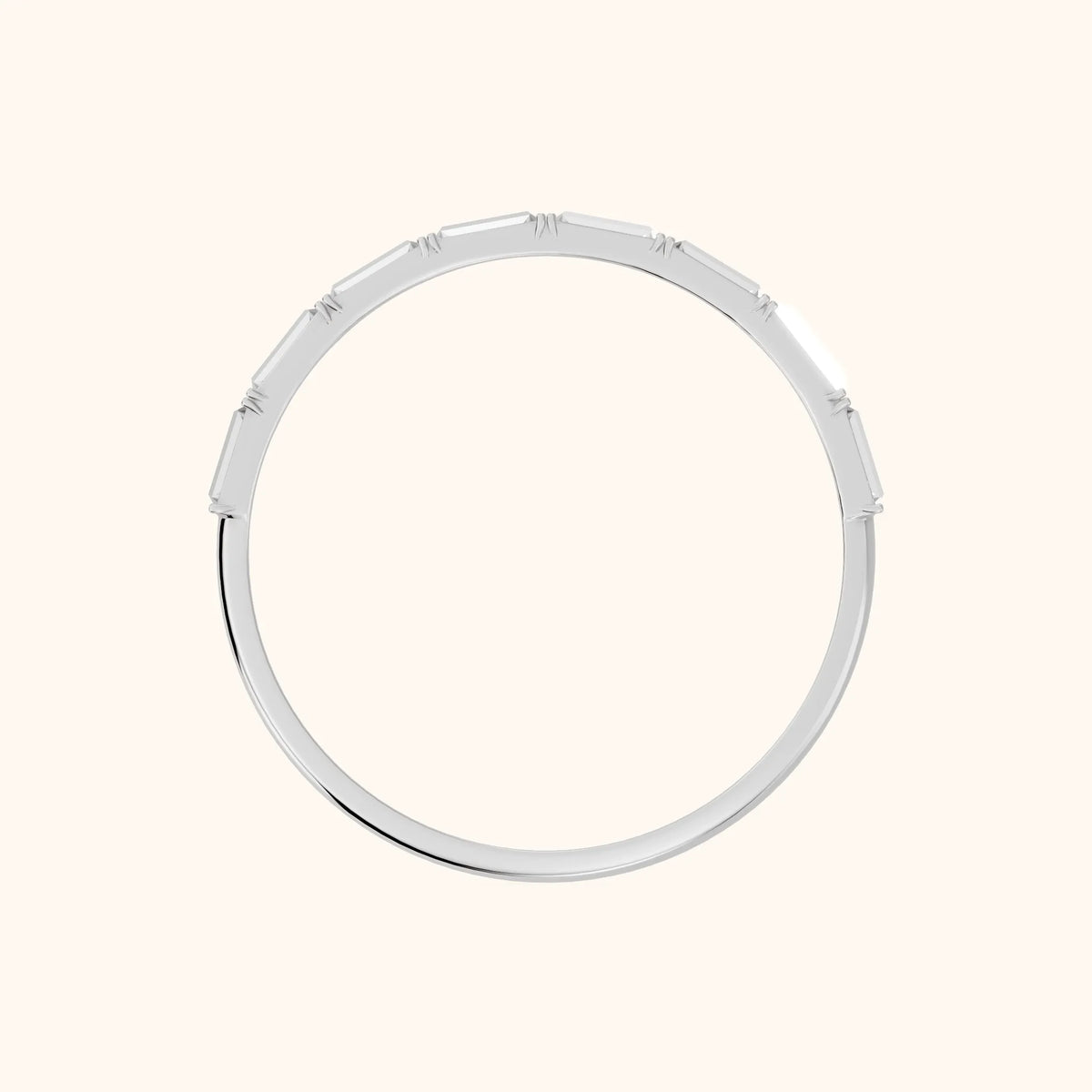 Gaia Bar Set Baguette Diamond Half Eternity Band in Silver - FingerView