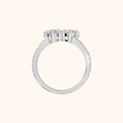 Lottie Two-Stone Bypass Marquise Diamond Engagement Ring in White Gold - FingerView.webp