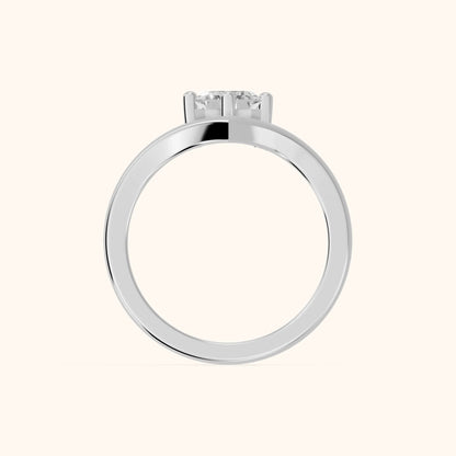 Evelyn Chevron Solitaire Emerald Diamond Engagement Ring in Platinum - FingerView