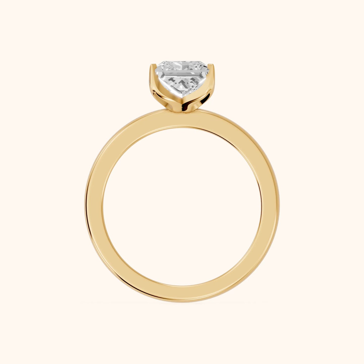 Serena Blossom Solitaire Princess Diamond Engagement Ring in Yellow Gold - FingerView